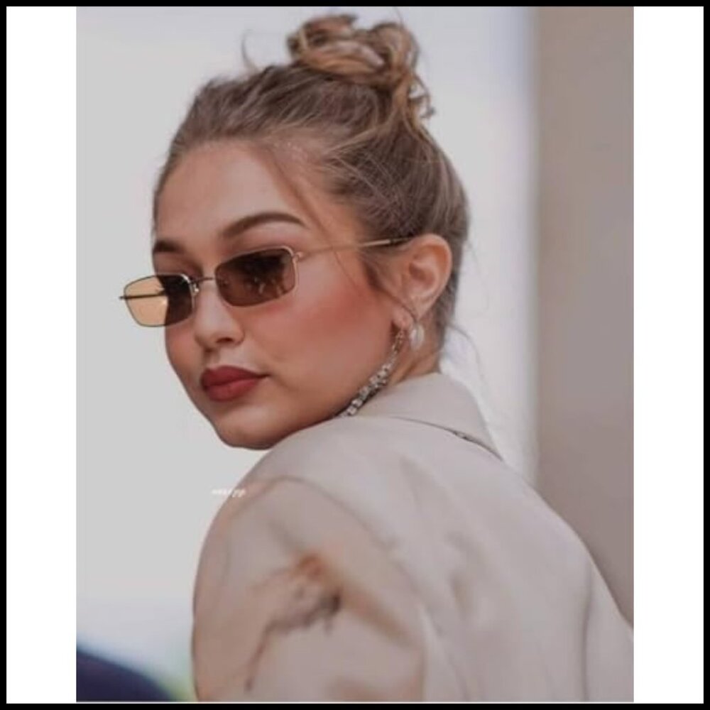 Thin Rectangular Sunglasses Retro Y2k Minimal Chi… - image 2